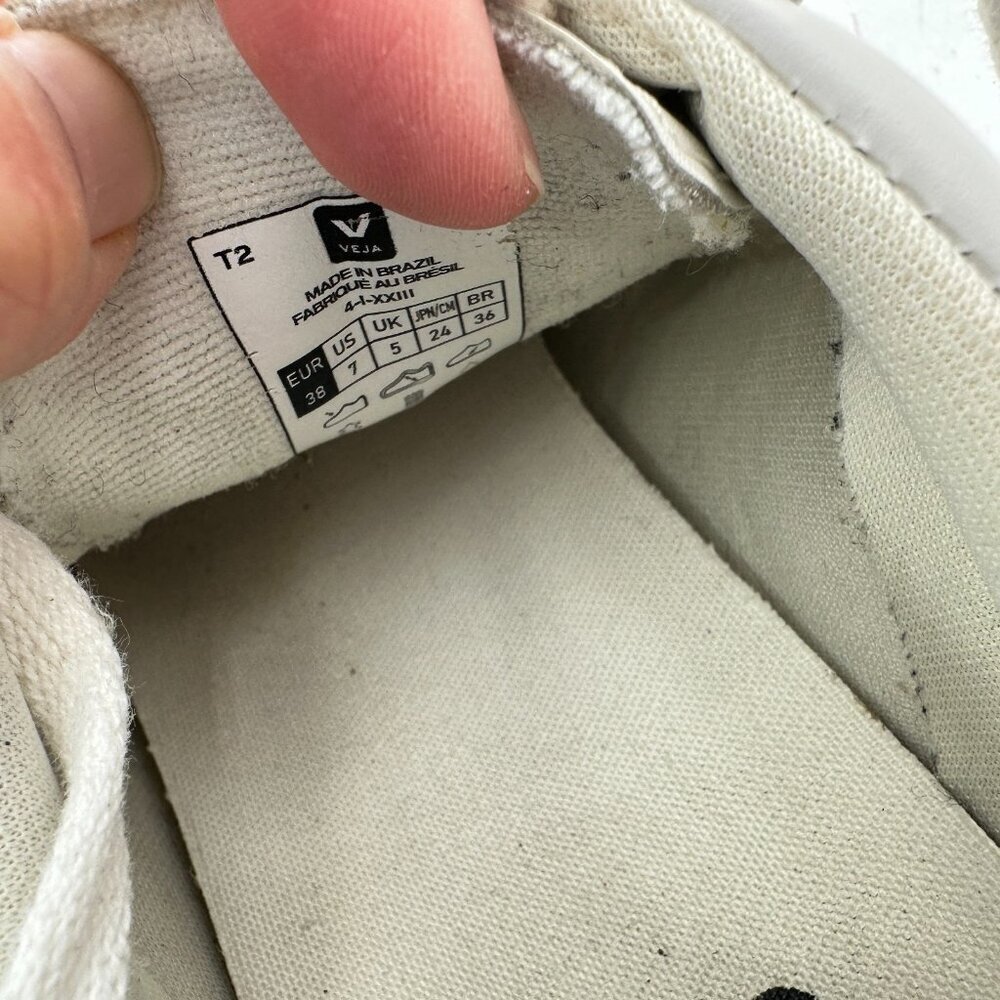 VEJA Esplar Women Size 7 White Leather Tan V Logo Lace Up Sneakers - Picture 10 of 11